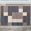 World Rug Gallery Contemporary Modern Geometric Boxes Design Non-Slip Area Rug 2' x 3' Blue 506BLUE2X3